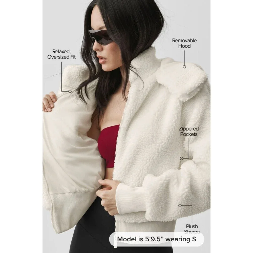 Alo Yoga Foxy Sherpa Jacket in Ivory Size Small